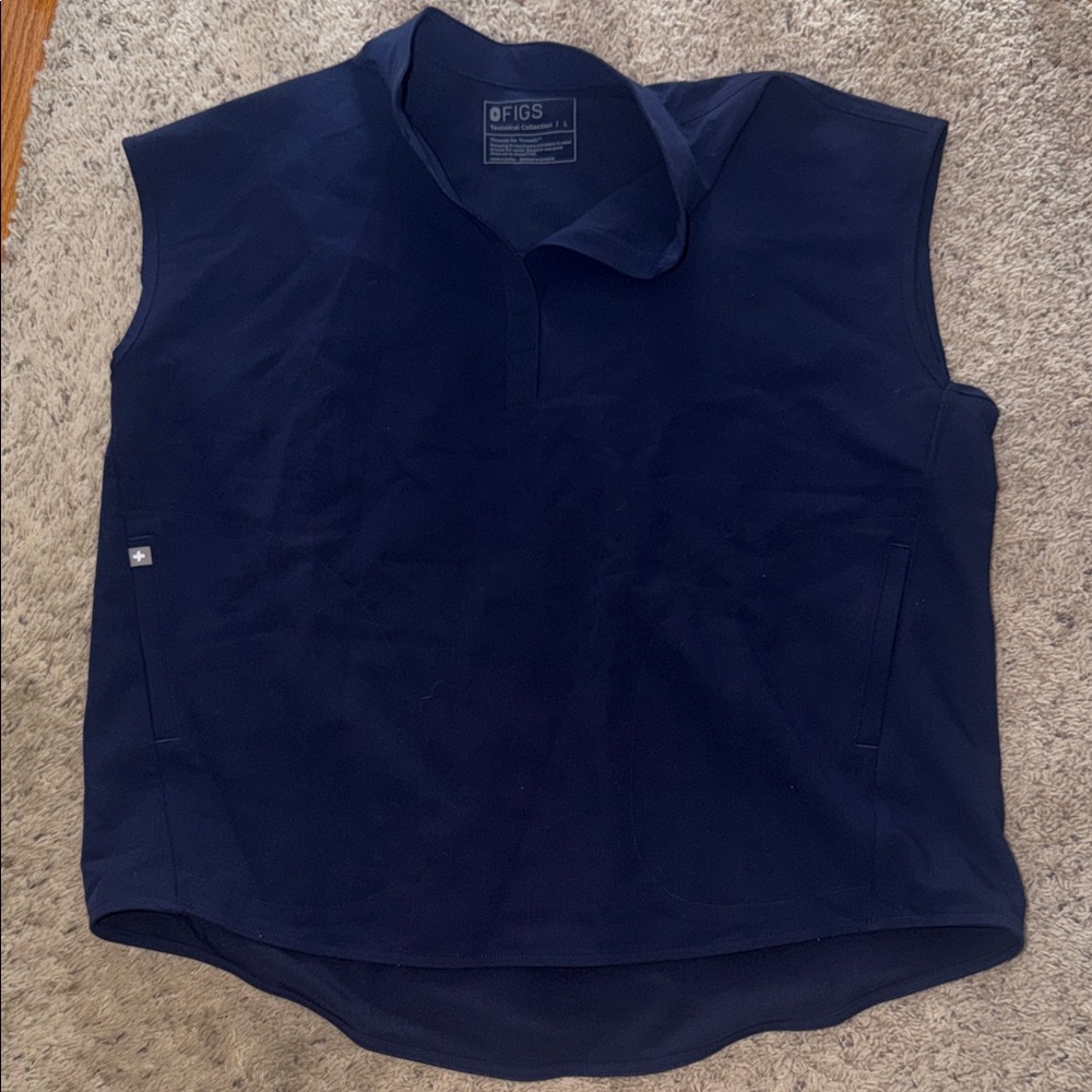 Figs Deep Blue Sleeveless Top